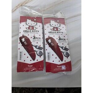 2 Sets Sanrio Hello Kitty Tableware Set Stainless Steel Spoon&Fork with Pouch